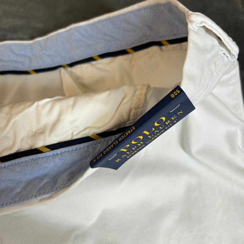 Polo Ralph Lauren Chino Shorts Flat‎ Front Classic Fit Light Beige Mens 50